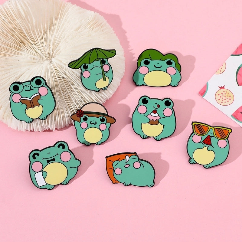 Cartoon Style Cute Funny Pin Cartoon Frog Alloy Stamping Stoving Varnish Plating Unisex Brooches