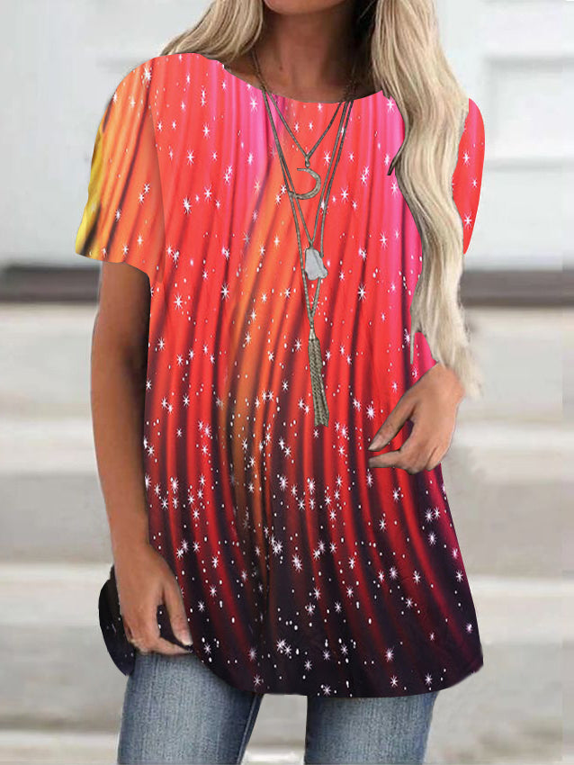 Women Long Sleeve V-neck Graphic Floral Printed Top