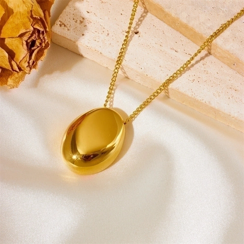 Cute Sweet Round Titanium Steel 18K Gold Plated Plating Pendant Necklace