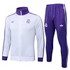 Joyfball 2024/2025 Real Madrid Long Zipped Jacket white Retro version Soccer Jersey 1:1 Thai Quality 