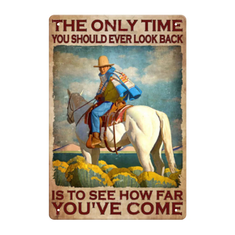 Dessin cowboy ouest - enseigne en étain vintage - 7.9x11.8 & 11.8x15.7inch