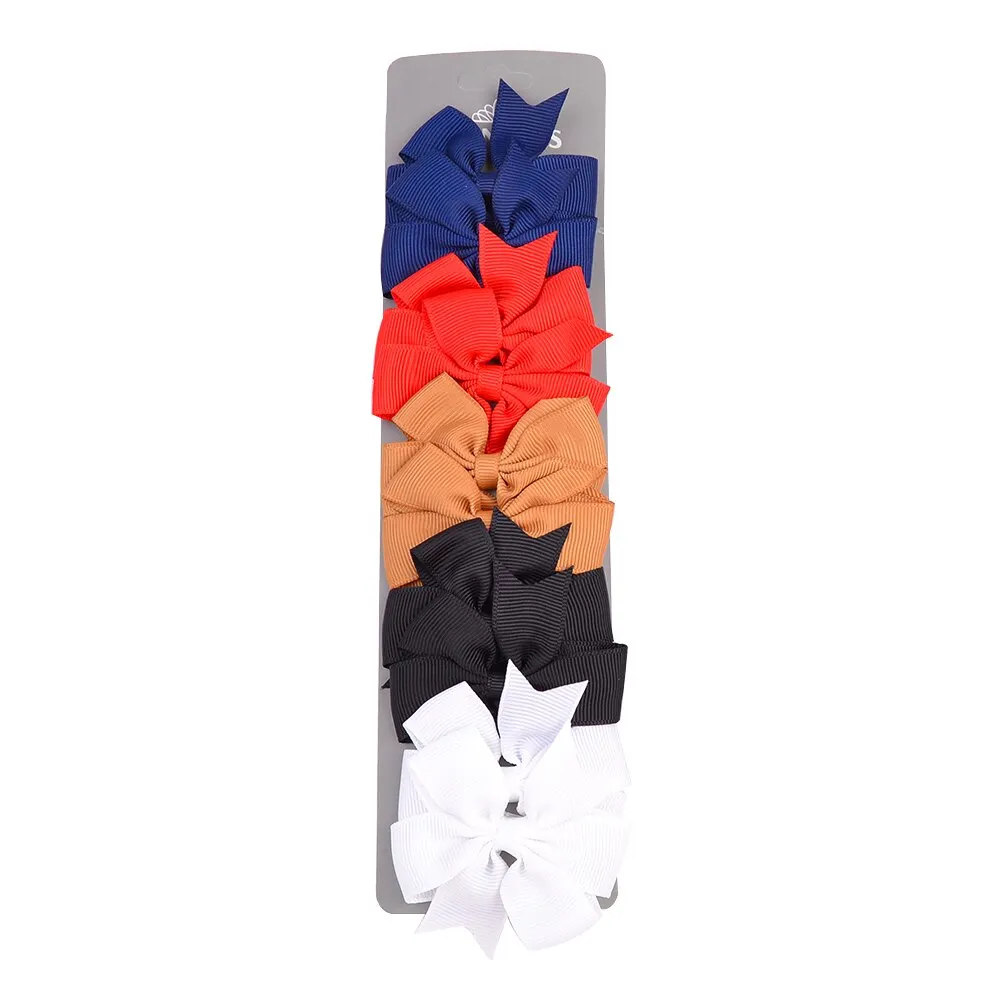 10 Pcs/set Grosgrain Ribbon Solid Hair Bows With Clip  Cute Girls Hair Clips Hairpins Barrettes Headwear Kids Hair Accessories
