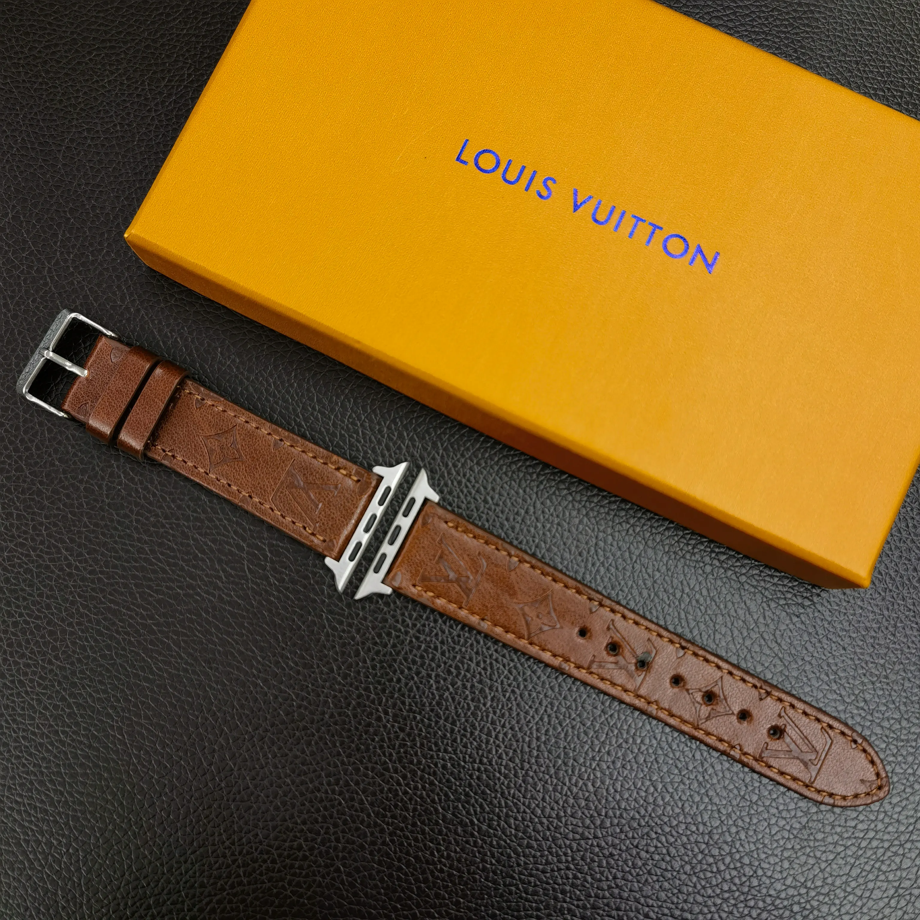 Louis Vuitton 3D Embossed Leather Apple Watch Strap