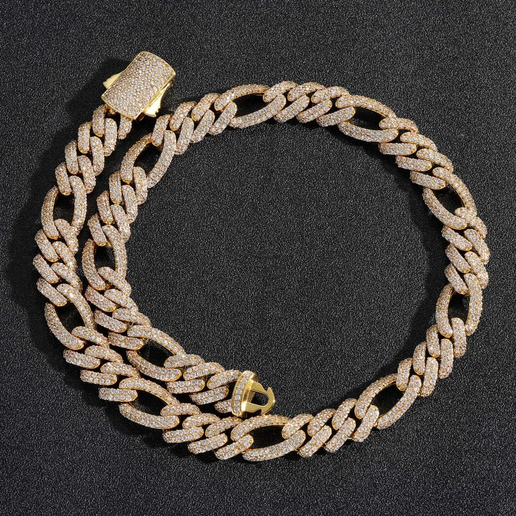 12mm Figaro Link Micro CZ Iced Out Chain-VESSFUL