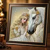 Pearl White Horse 5D DIY Diamond Art Painting Kit Partial Drill 30x30cm