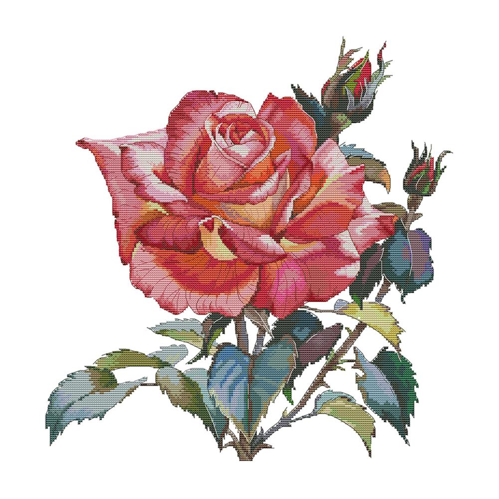

Rose - 14CT Stamped Cross Stitch - 43*44cm, 501 Original