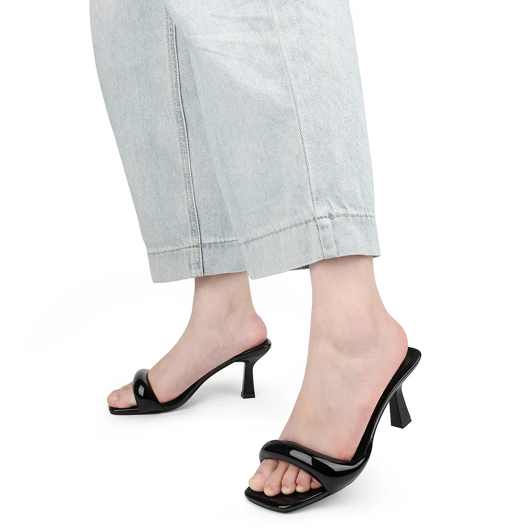70mm Women's Special Heel Mule Sandals Apricot Bottom Shoes  -vocosishoes
