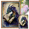 Retro Poster - Dragon Reading A Book-11CT Stamped Cross Stitch 40*60cm(Big Size)