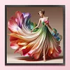 Colorful Dress Girl-11CT Stamped Cross Stitch 45*45cm/17.72*17.72in