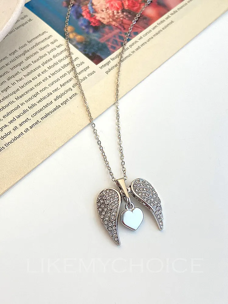 Angel Wings With Diamonds Love Necklace
