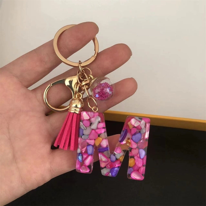 Minimalist Commute Letter Resin Unisex Bag Pendant Keychain