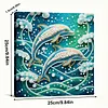 (25x25cm)DIY Dolphin Framed Handmade Pearl Painting Art Craft Kit Living Home Decor