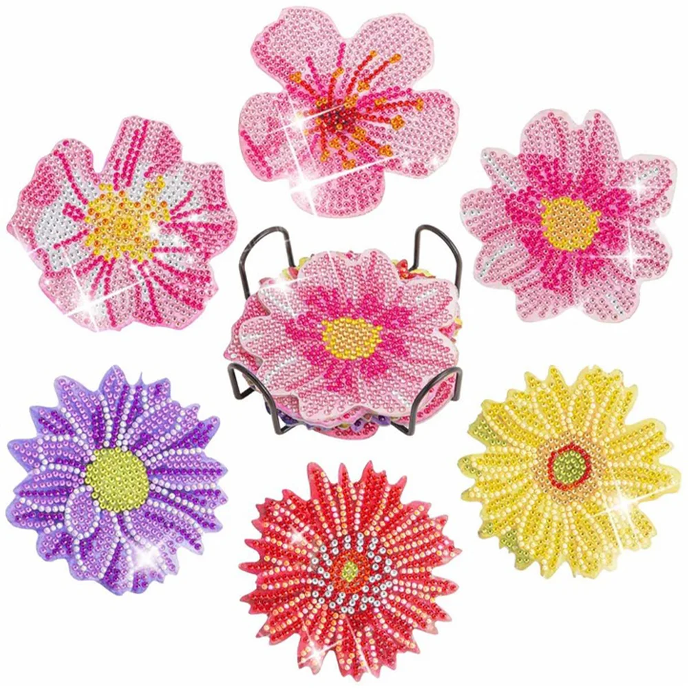 6pcs DIY Flower Anti Slip Coasters Stackable Creative for Tabletop Protection