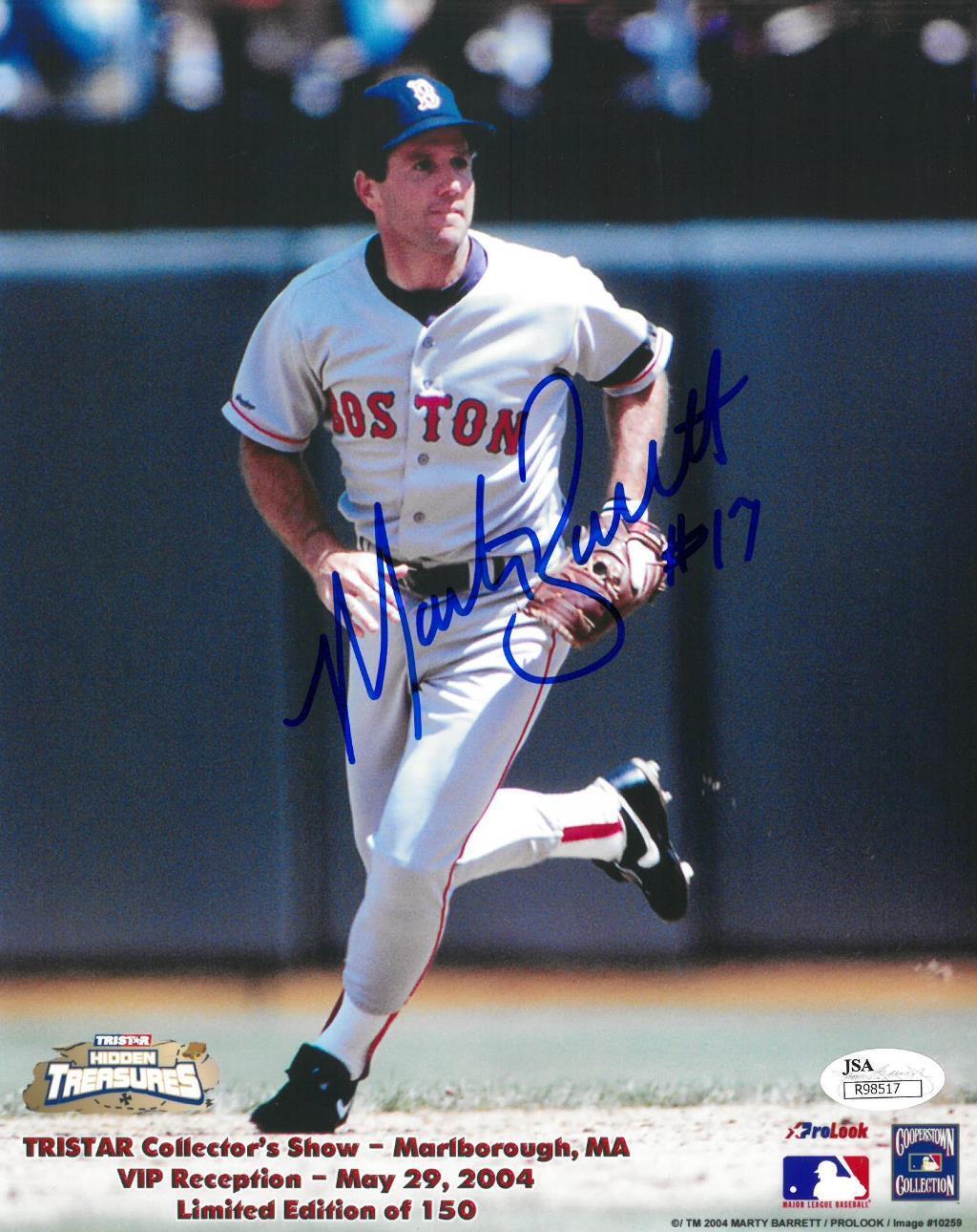 Marty Barrett Signed Boston Red Sox Authentic Autographed 8x10 Photo Poster painting JSA #R98517