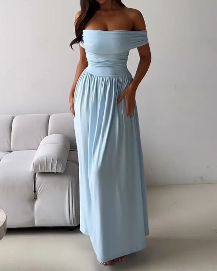 Off-shoulder waist dress
