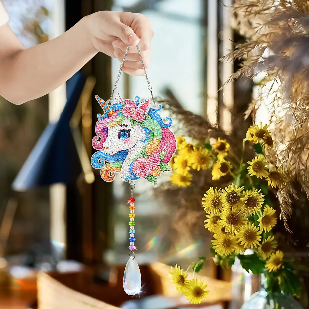 2Pcs Flying Horse DIY Double-Sided Diamond Painting Hanging Kits Diamond Painting Suncatcher Craft Kit for Home Garden Wall Decor Gift