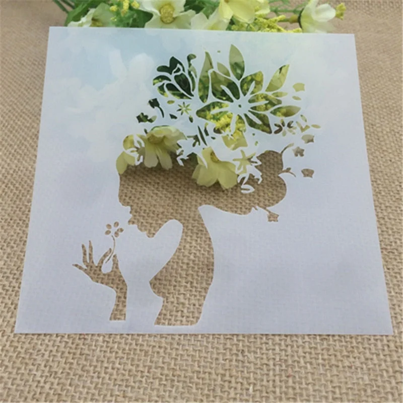 1 Sheet woman Layering Stencils for DIY Scrapbooking/photo album Decorative Embossing DIY Paper Cards Crafts