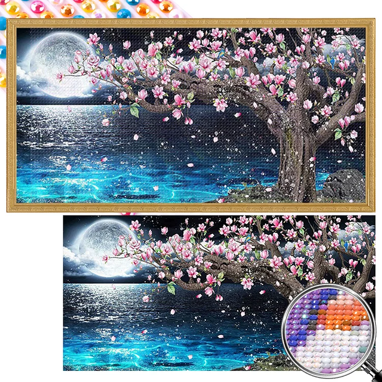 AB Diamond Painting - Full Round - Moon Peach Blossom Tree(85*45cm)