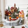 European-style Christmas Miniature Desktop Ornament with Electric Rotating Train, Music Box, and Christmas Tree