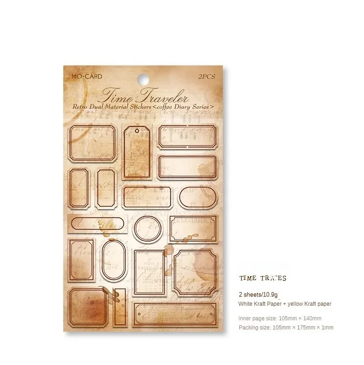 Journalsay 2 Sheets Coffee Diary Series Vintage Border Waste Sticker 