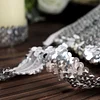 1"x10 Yards Metallic Silver Sequin Stretch Fabric Ribbon, Elastic Lace Trim, Shiny Glitter Craft Fabric