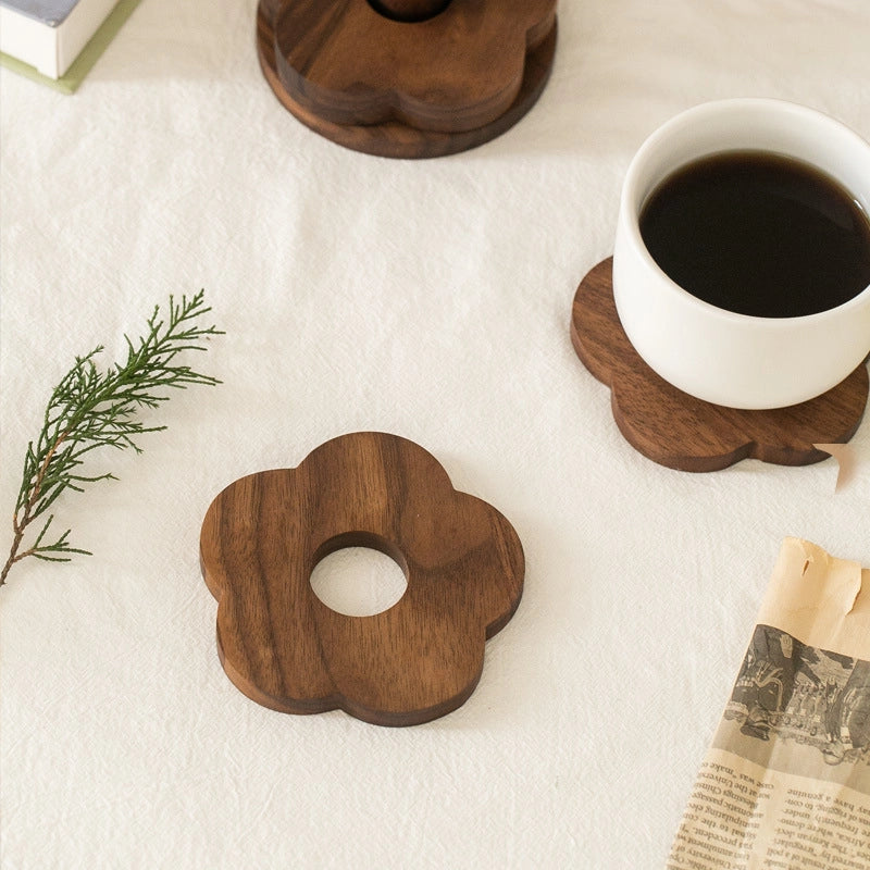 Japanese Style Cookie Coaster Beech Wood Black Walnut Wood Insulation Mat Placemat Coaster Cute Simple Pat Wind Insulation Mat