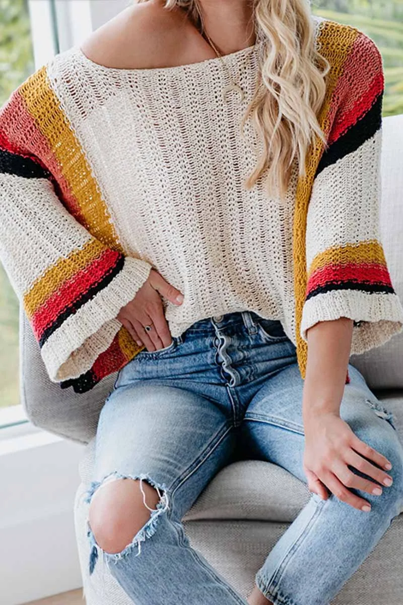 Abebey Stitched Knitted Rainbow Sweater