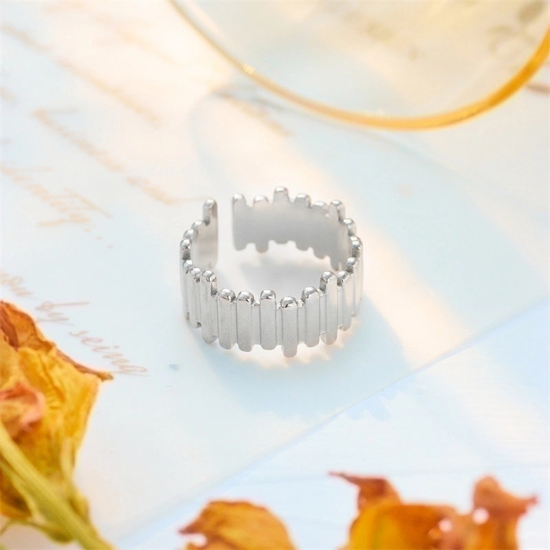 Basic Cross Star 304 Stainless Steel 18K Gold Plated Gold Plated Stainless Steel Rings