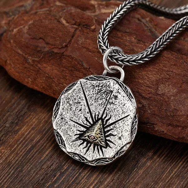 Sterling Silver God's Eye Self-Discipline Pendant Necklace