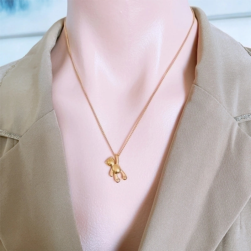 Cute Bear Titanium Steel Plating Necklace