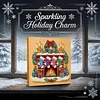 (25x25cm)DIY Pearl Painting Xmas Framed Handmade Pearl Material Art Kit Living Room Decor
