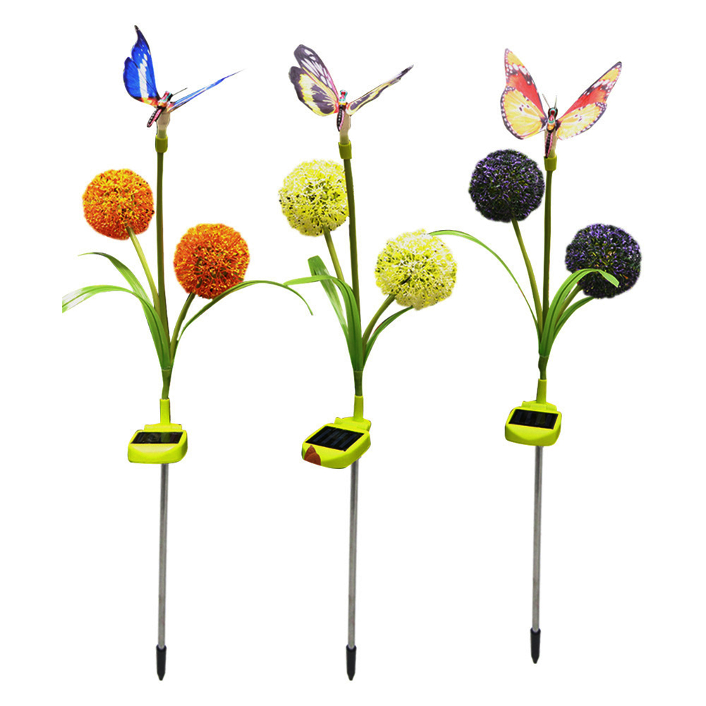 

3pcs LED Solar Light Butterfly Flower Lawn Stake Garden Landscape Light (S), 501 Original