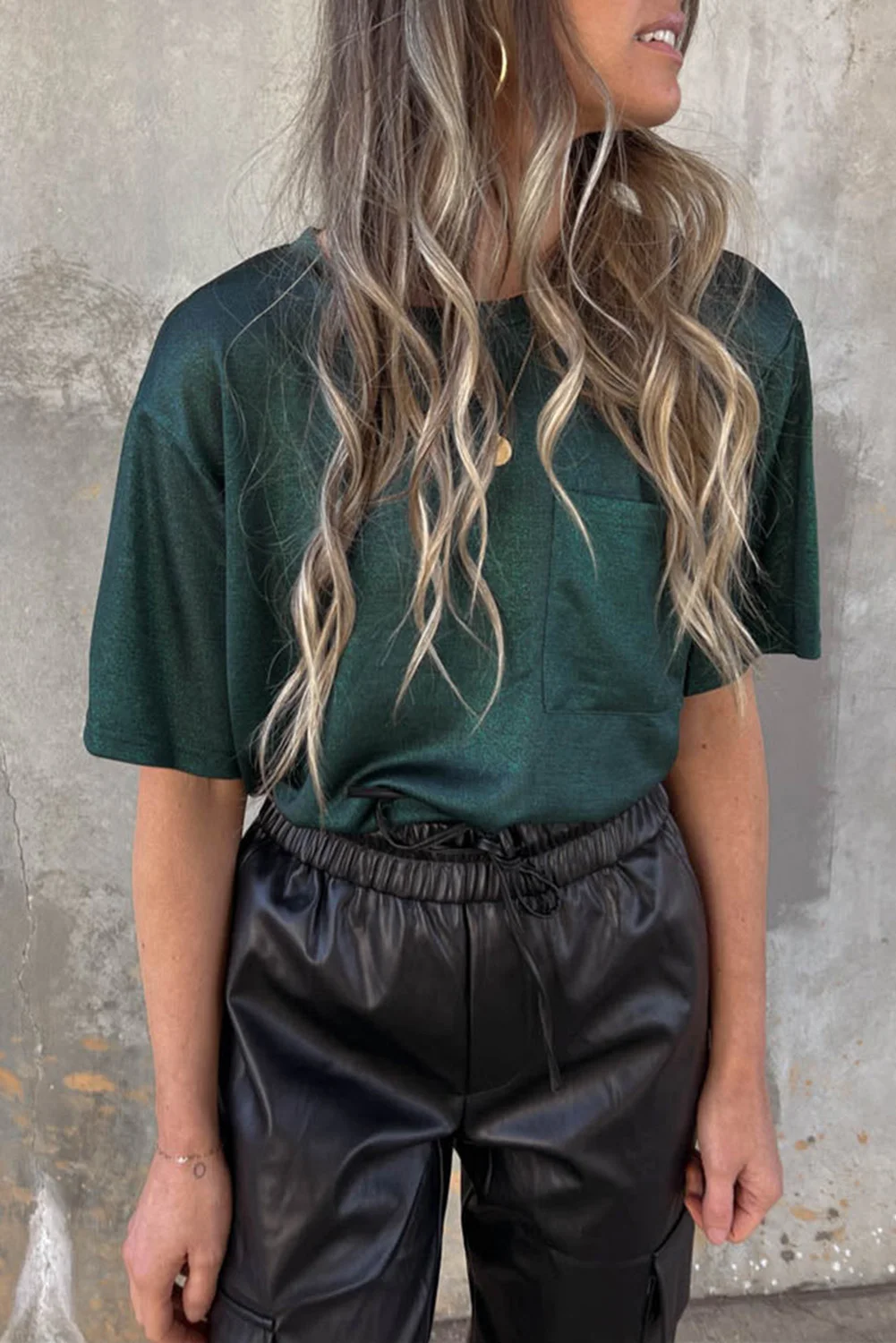 Green Chest Pocket Loose Fit Short Sleeve T Shirt | IFYHOME