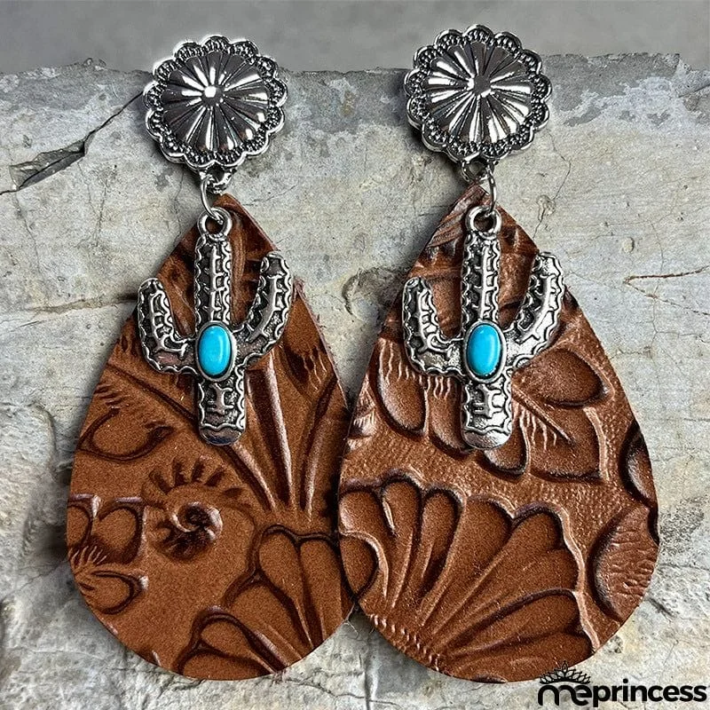 Turquoise Cactus Dangle Earrings
