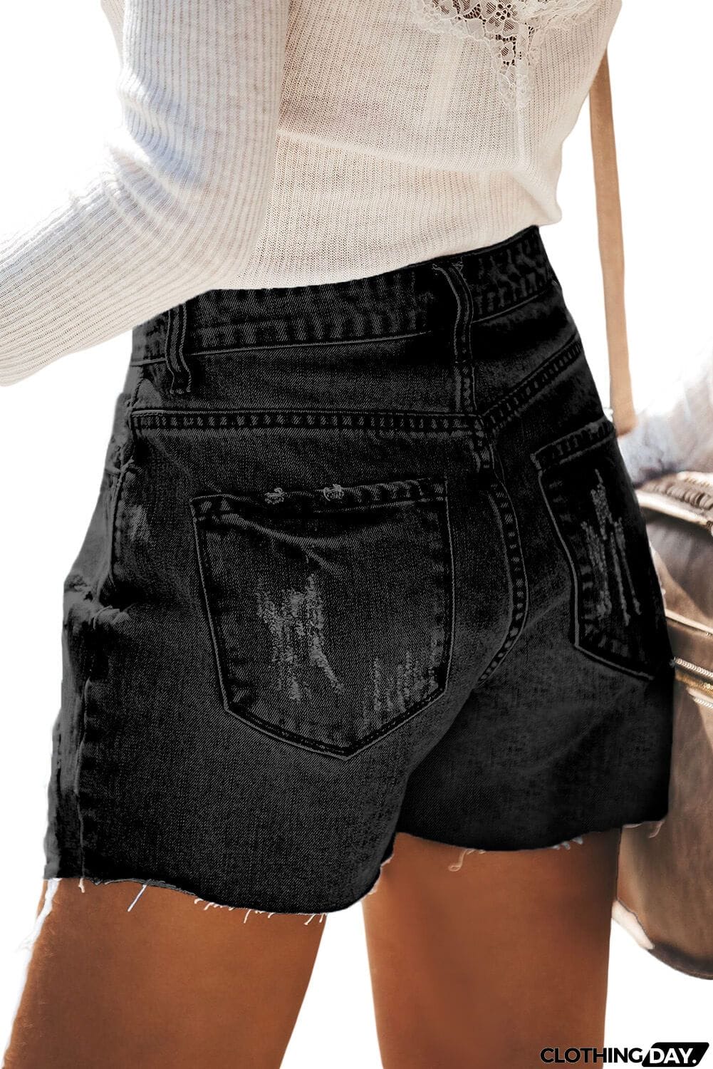 Hot Mama High Rise Distressed Denim Shorts