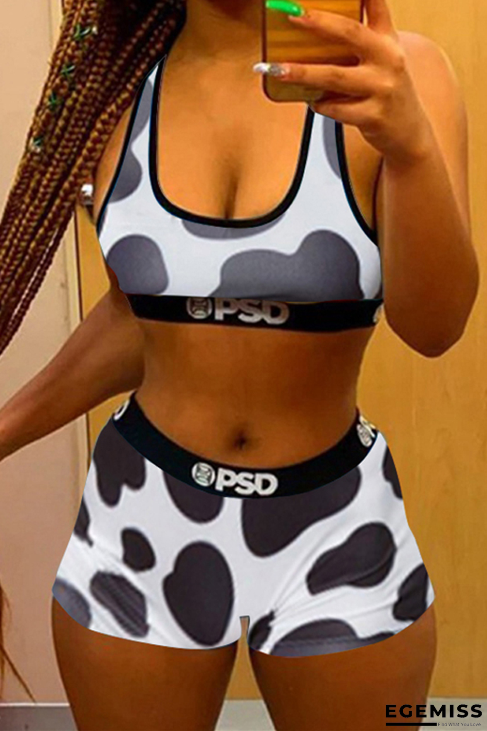 Black White Casual Print Patchwork Swimwears | EGEMISS