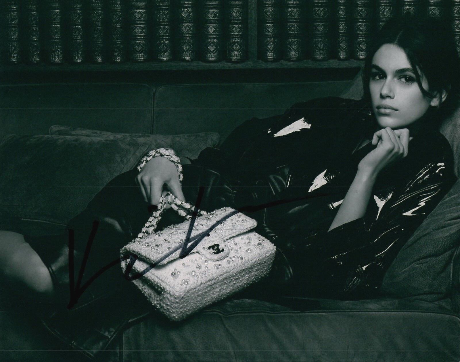 Kaia Gerber IMG Super Hott B&W Model Signed 8x10 Photo Poster painting COA Crawford 4