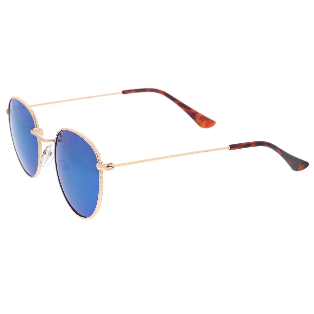 Retro Metal Frame Thin Temples Colored Mirror Lens Round glasses 50mm