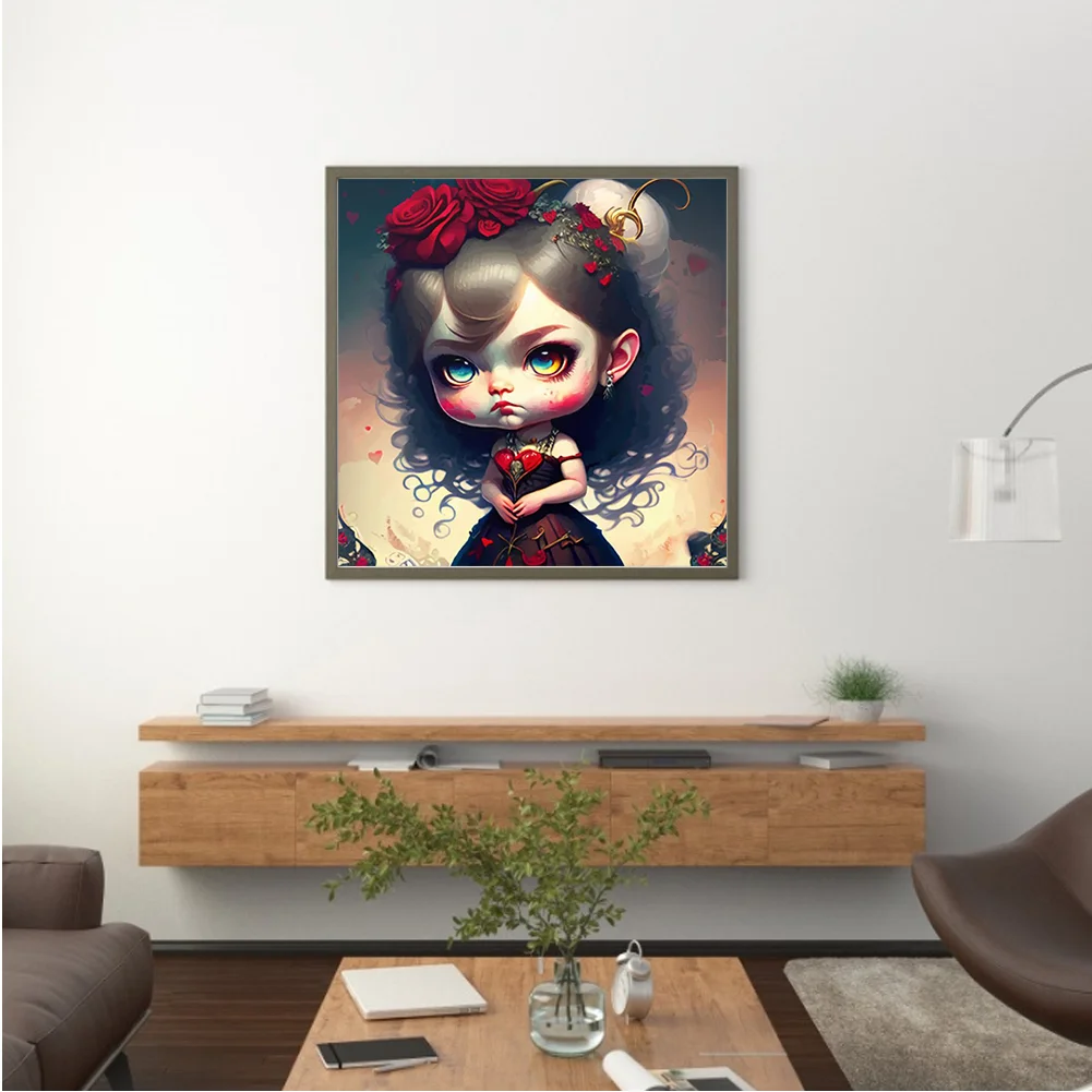 Full Round Diamond Painting 30*30cm - Rose Warrior Girl