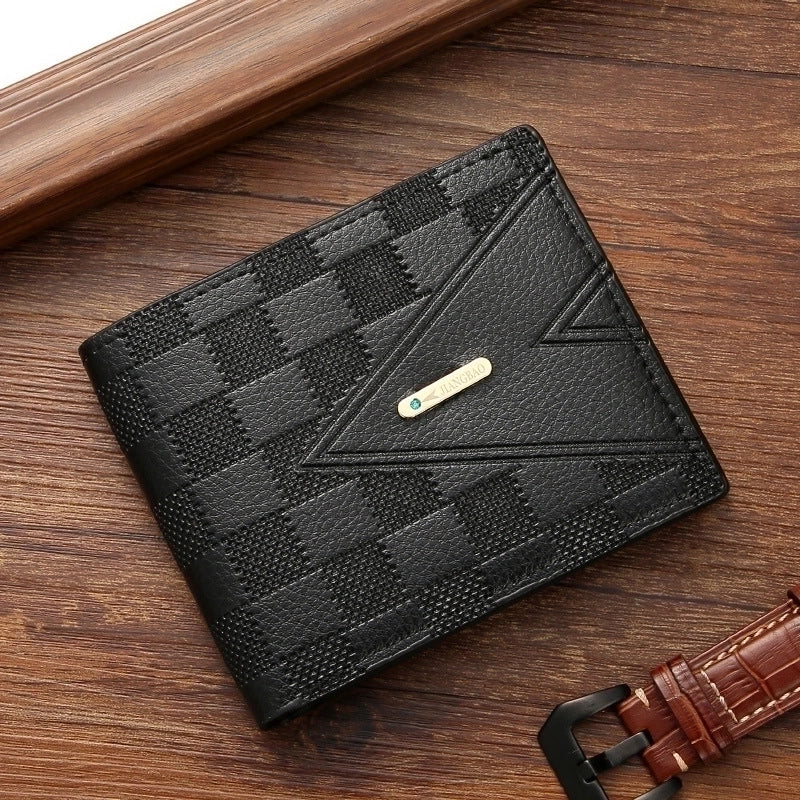 Men’s Lattice Pu Leather Open Wallets