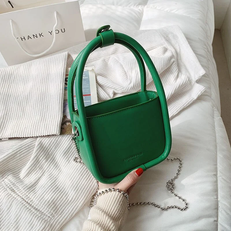 էѧӧܧ Design PU Leather Small Crossbody Shoulder Bags for Women 2021 Spring New Branded Handbags Purses Branded Green