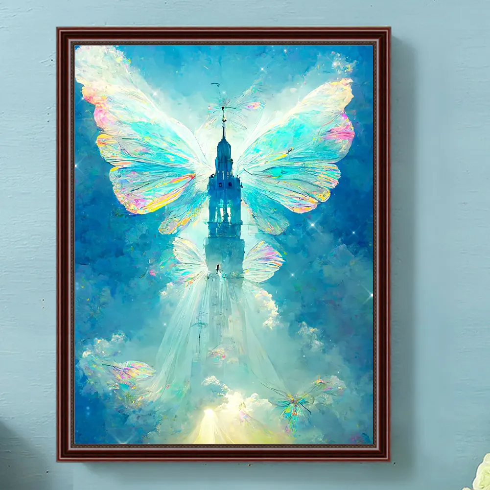 Full Round Diamond Painting 30*40cm - Butterfly Crystal Castle