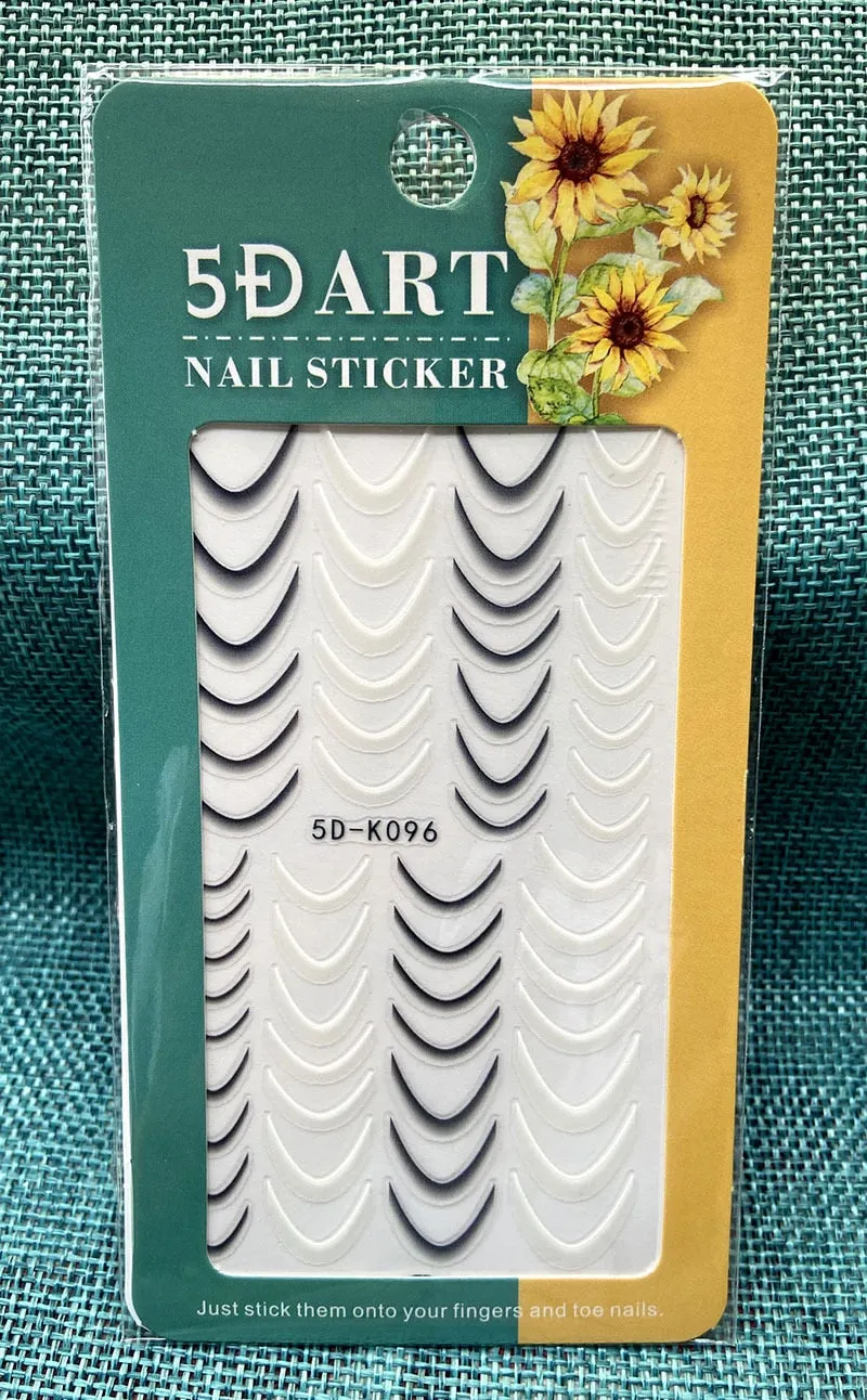 White Embossed Flower Lace 5D Sticker Decals Leaf Geometry French Curve Design For Manicure Sliders Acrylic Engraved Sliders