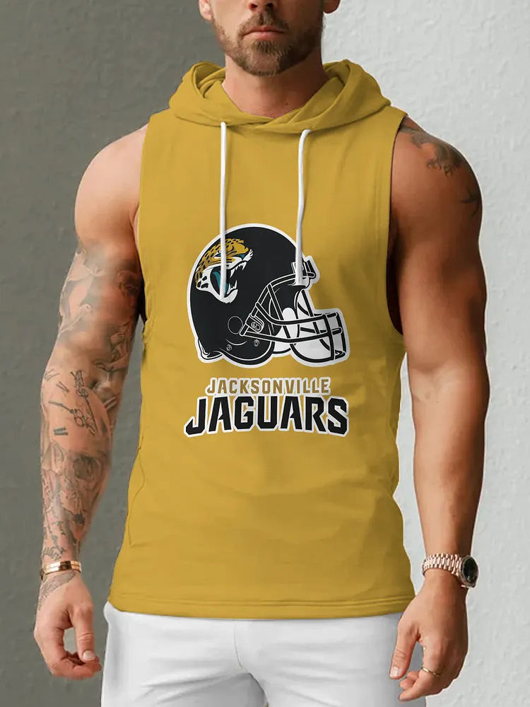 Jacksonville Jaguars Men's  Casual Comfy Sleeveless Hooded Tank Top