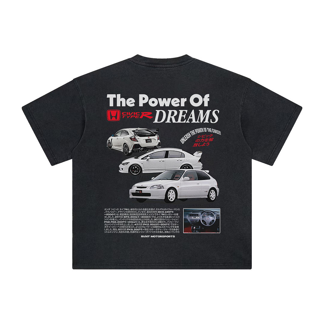 The Power of Dreams Civic Type R Printed Men's Oversized T-shirts