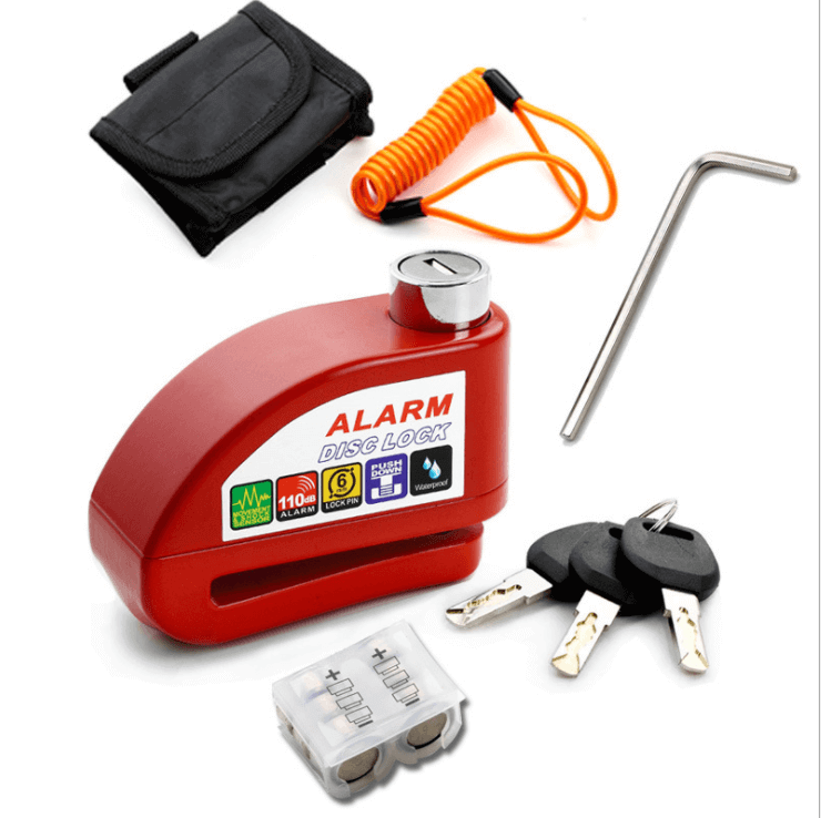 Electric scooter alarm disc brake lock