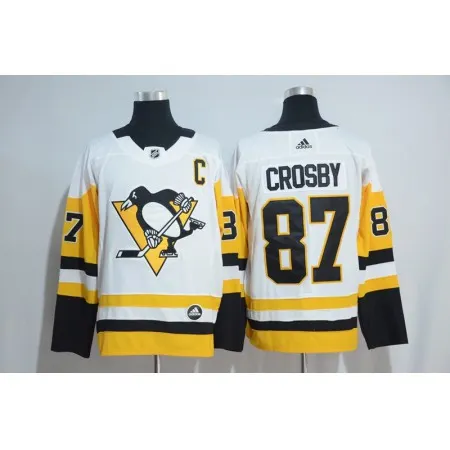 Men's Pittsburgh Penguins #87 Sidney Crosby  White Road Authentic Stitched NHL Jersey