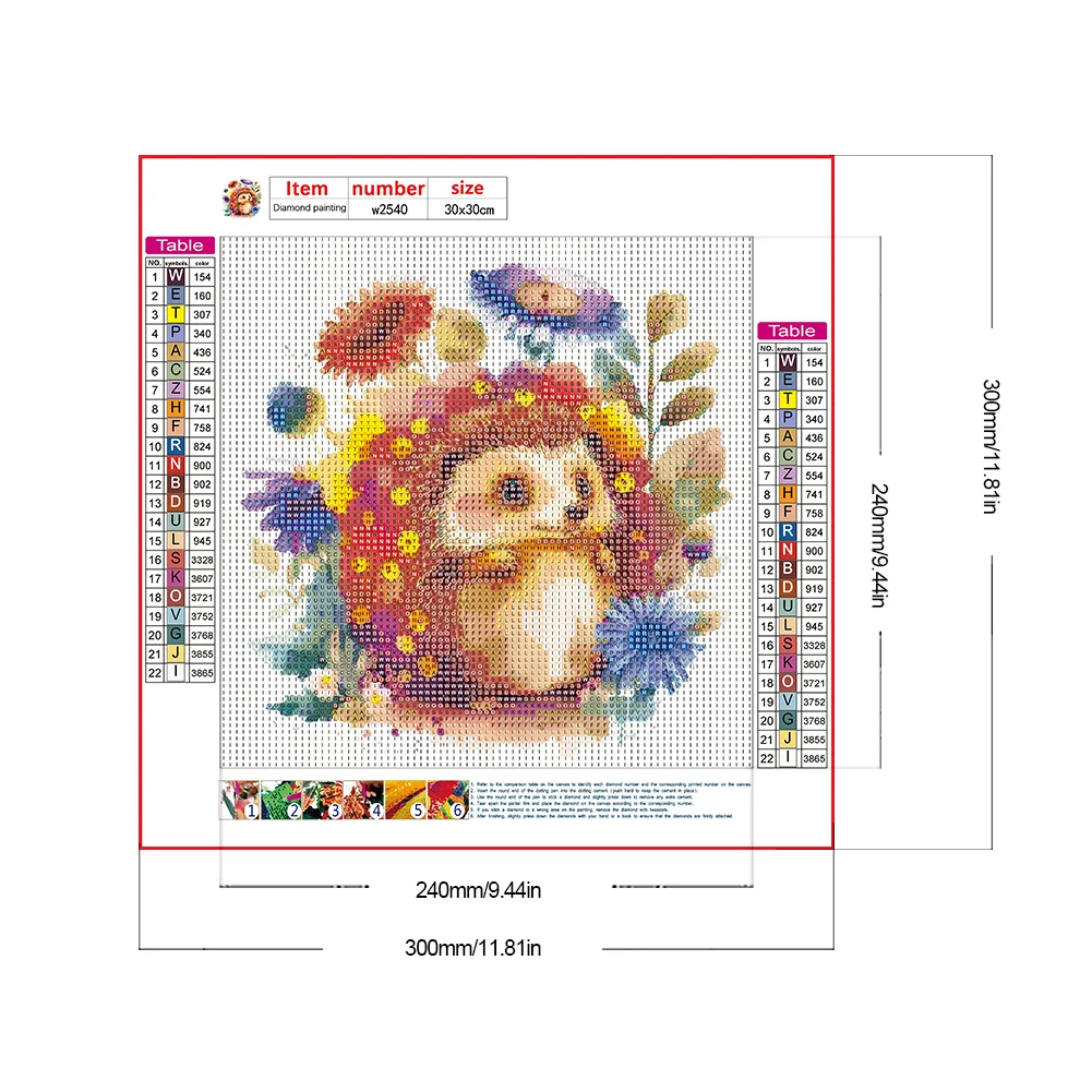 Full Round Diamond Painting 30*30cm - Hedgehog
