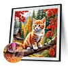 Diamond Painting-5D Full Round Drill Cat in the Woods(40*40 CM)