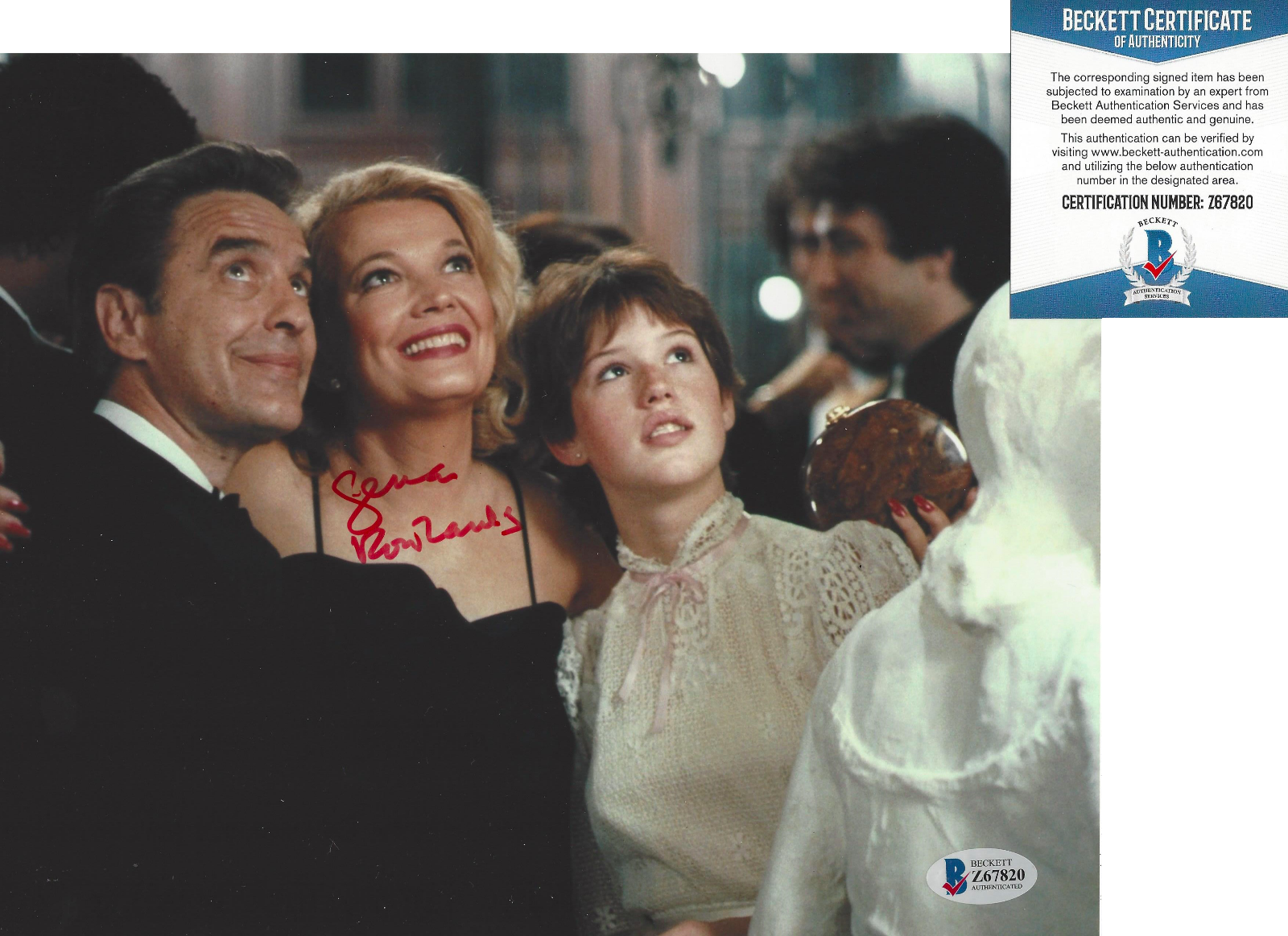 ACTRESS GENA ROWLANDS SIGNED 8X10 Photo Poster painting DIRECTOR JOHN CASSAVETES BECKETT COA BAS